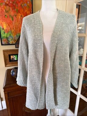 J.Jill Light Blue Open-Front Women’s Sweater Cardigan Dolman 3/4 Sleeves NWT XL